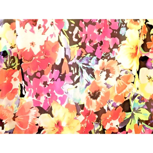 LAUREN RALPH LAUREN Colorful Floral Dress Sz 8 Petite Pleated Georgette Short - Picture 3 of 8